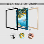 Black Framed Canvas Wall Art Posters Mediterranean Window View Coastal Lemon - Image 3