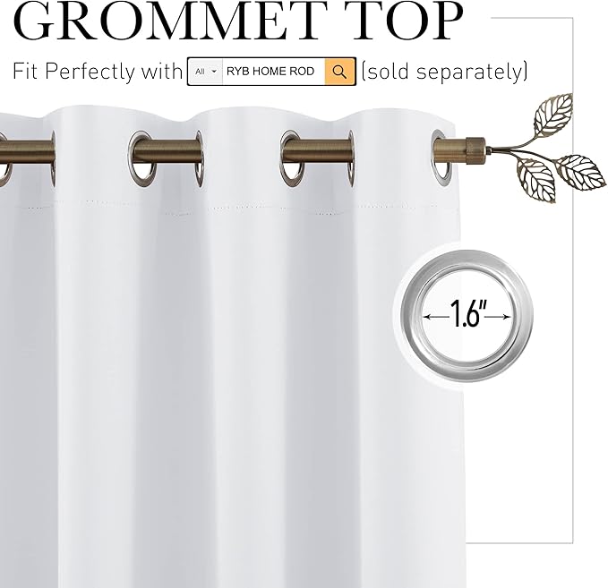 RYB HOME Extra Wide Curtain for Room Divider, 20ft Wide x 8ft Long - Image 2