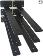 6 Pack - 14 inch Black Hidden L Shelf Bracket Iron Floating Shelf Brackets by MHMYDZ