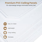 Giantex 12 Pack PVC Wall Panels, Glue Up or Drop Ceiling Panel, Waterproof 3D - Image 4