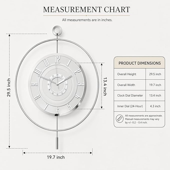Large Luxury LED Backlit Wall Clock – Pendulum Roman Numeral Metal Ring - Image 5
