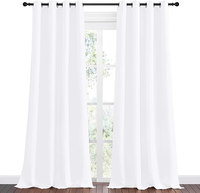 NICETOWN Blackout Curtains for Kids Room, Pure White, 55 x 102 Inch, Triple - Image 2