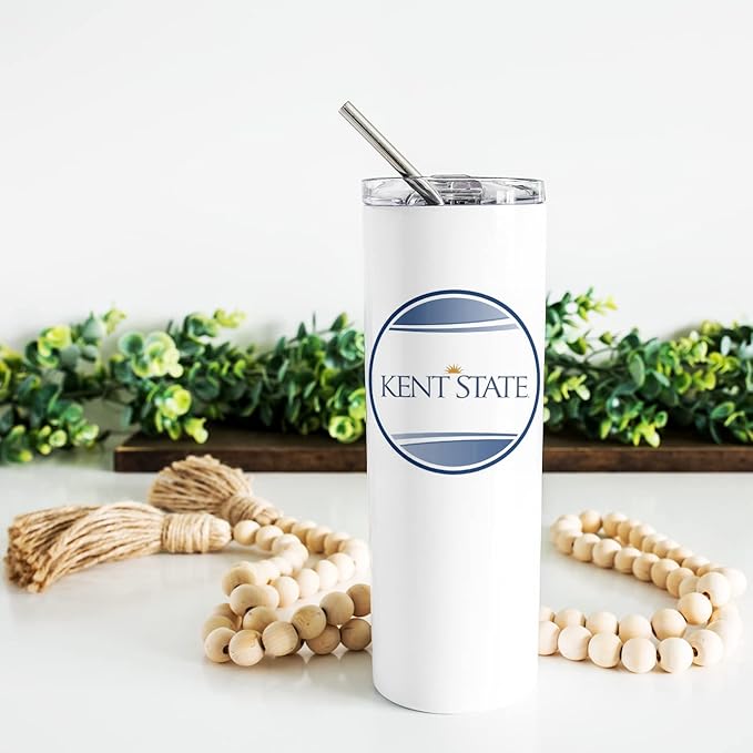 Kent State University Skinny Tumbler, Water Tumbler, Stainless Steel Tumbler, Tumbler Cup, Tumbler with Straw and Lid, Double Wall, Stainless Tumbler (Kent State University #6)