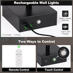 Wall Sconces Set of Two with Remote Control, 39.4 in Dimmable Black Battery - Image 5
