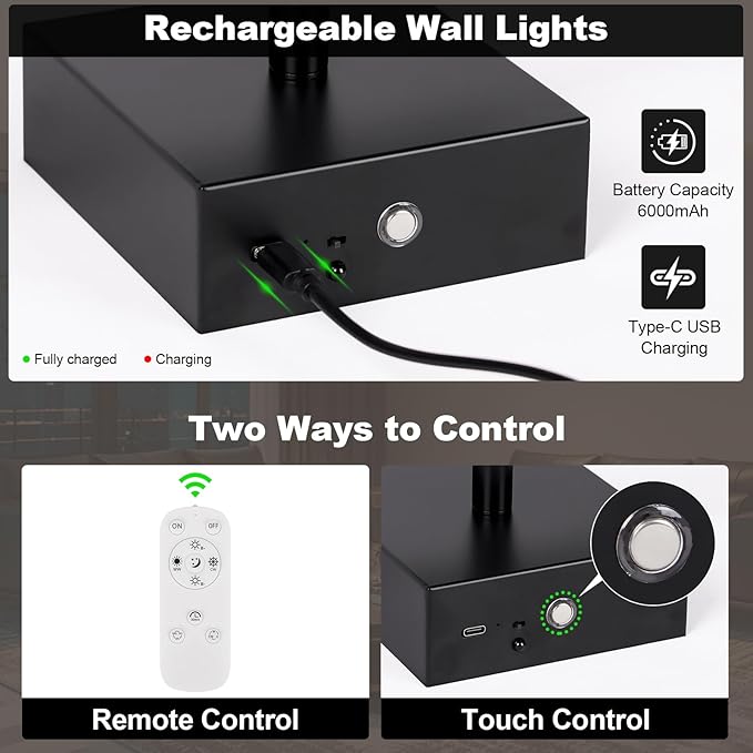 Battery Operated Wall Sconce Set of Two - Image 5