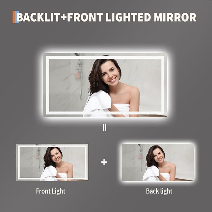 GarveeHome 50x26 LED Bathroom Mirror - Image 2