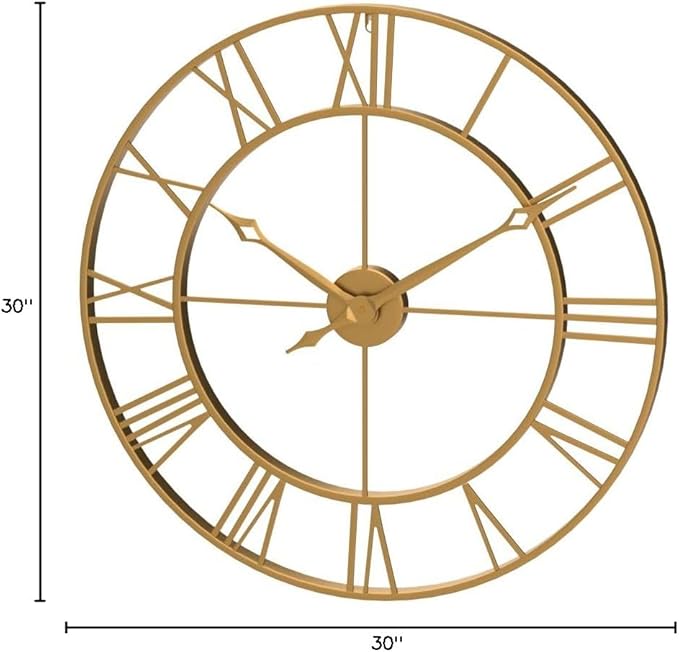 CLXEAST Champagne Gold 30 Inch Wall Clock, Large Modern Metal Roman Numeral - Image 10