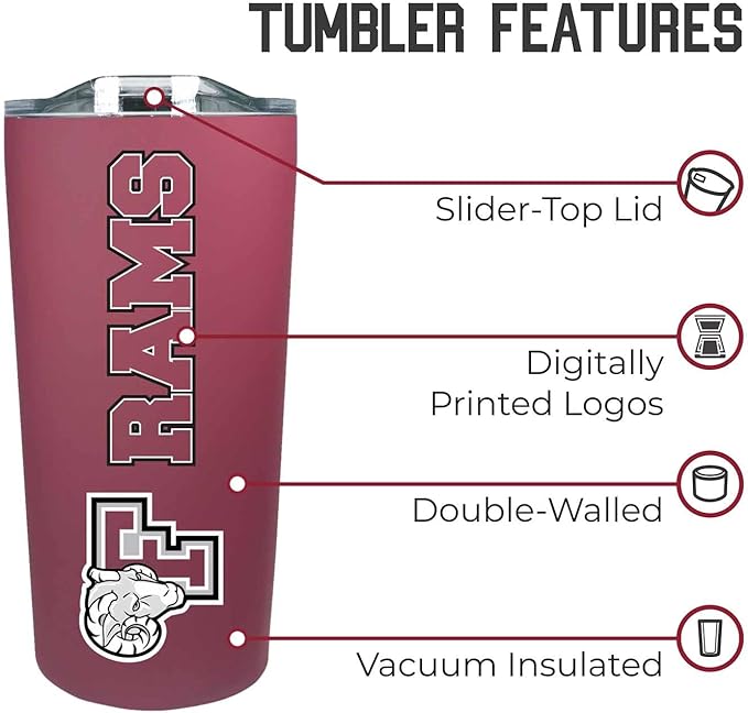 Campus Colors NCAA Stainless Steel Tumbler perfect for Gameday - 18 oz - Double Walled - Keeps Drinks Perfectly Insulated (Fordham Rams - Maroon)