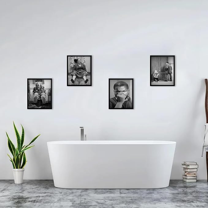 Funny Bathroom Wall Art Set of 4, Vintage Humor Bathroom Decor Wall Art - Image 3