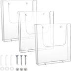 3 Pack Acrylic Brochure Holder Wall Mount, 8.5 x 11 inch Clear Plastic Flyer by Unknown