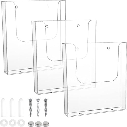 3 Pack Acrylic Brochure Holder Wall Mount, 8.5 x 11 inch Clear Plastic Flyer by Unknown