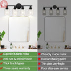 4-Light Bathroom Light Fixtures, Matte Black Modern Vanity Lights Over Mirror - Image 3