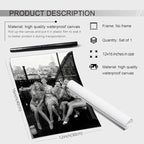 Retro Black And White Woman Canvas Wall Art Fashion Rooftop Party Posters - Image 2