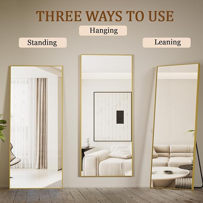 Koonmi 65"x24" Floor Mirror Full Length, Bedroom Floor Body Mirror - Image 4