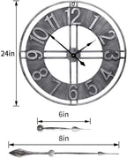 24 inch Large Wall Clock Decorative Metal Retro Oversized Clocks Decor - Image 2