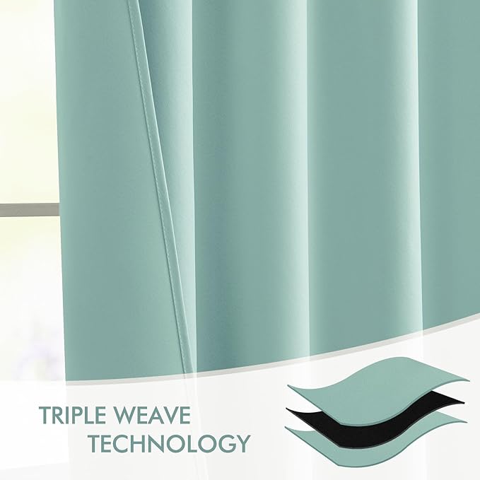 MIULEE Aqua Back Tab Blackout Curtains 72 Inches Long 2 Panels Set - Image 7
