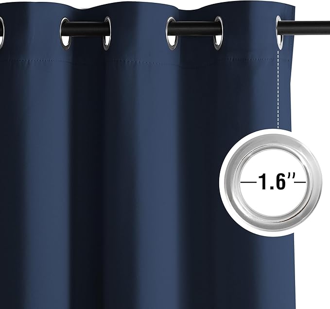 NICETOWN Room Darkening Draperies Curtains Panels, 2 Panels Navy Blue W52 x L90 - Image 3