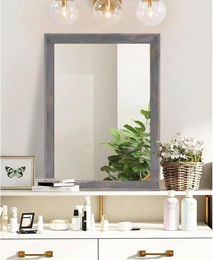 AAZZKANG Wooden Mirror Rectangle Rustic Mirrors - Image 4