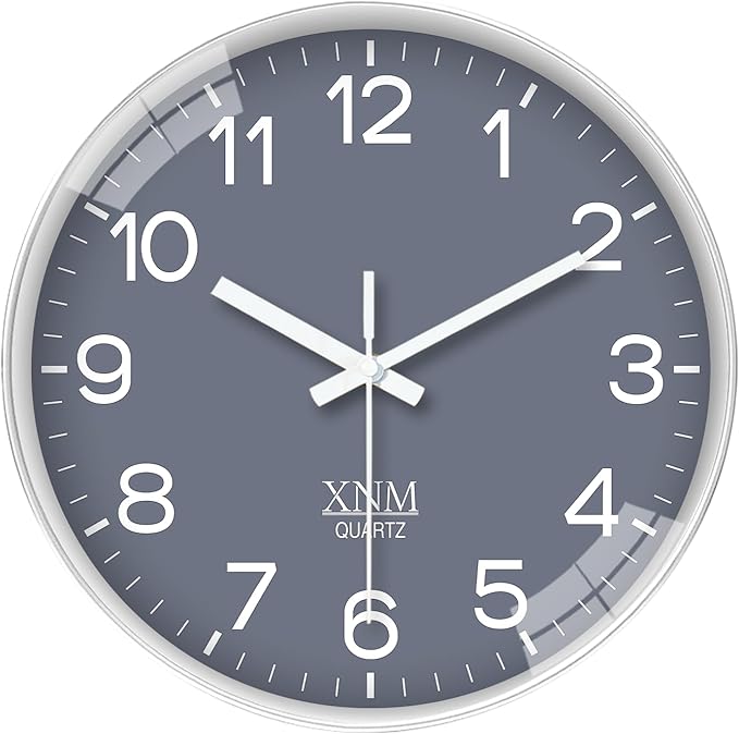 XNM Minimalist Wall Clocks Battery Operated 14 Inch Grey Wall Clock Decorative by XNMwallclock