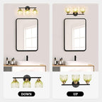 TALOYA Bathroom Vanity Light Fixtures, 3-Light Modern Black and Gold Wall - Image 8
