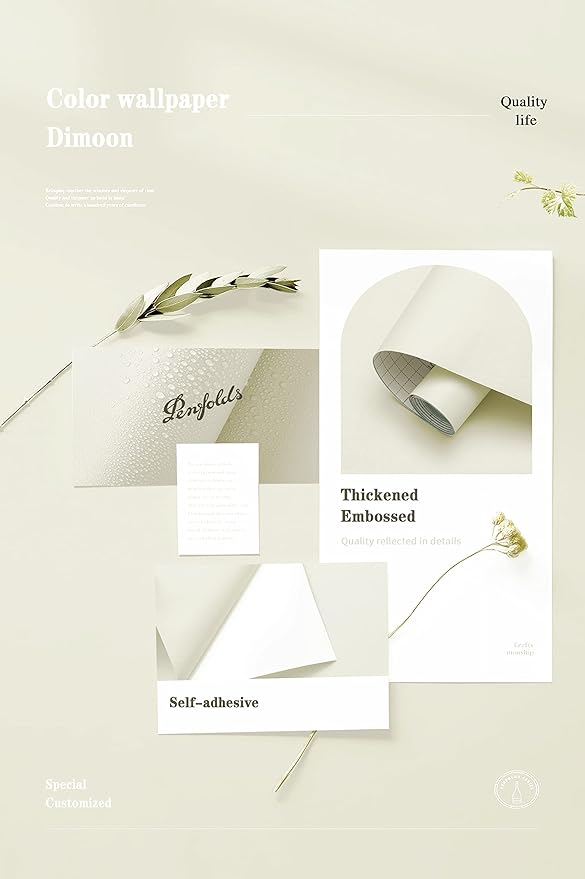 Dimoon 394''x17.7'' White Peel and Stick Wallpaper Contact Paper Modern Self - Image 4