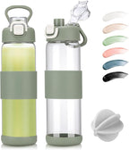 Glass Water Bottle for Protein Mixes 24 oz Protein Shaker Bottles with Whisk Ball Portable Leak Proof Shaker Blender for Fitness BPA Free