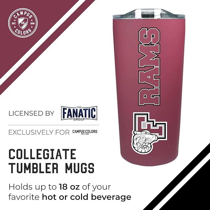 Campus Colors NCAA Stainless Steel Tumbler perfect for Gameday - 18 oz - Double Walled - Keeps Drinks Perfectly Insulated (Fordham Rams - Maroon)