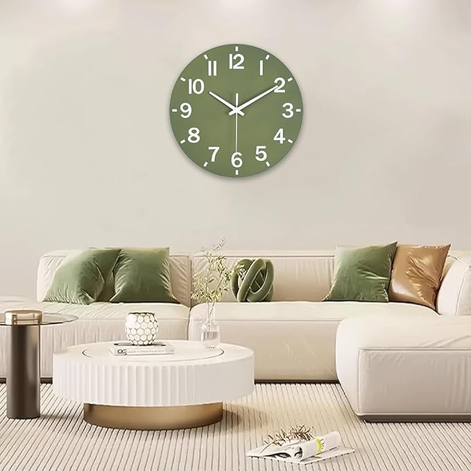 HZDHCLH Wall Clock 8 Inch Silent Non Ticking Wood Battery Operated Green Wooden - Image 9