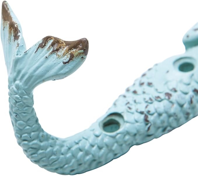 SOFFEE DESIGN 2pcs Mermaid Shape Metal Wall Coat Hooks, Farmhouse Decoration - Image 7