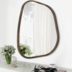 Asymmetrical Accent Mirror for Wall Irregular Oval Wood Frame Modern Unique by HLFMVWE