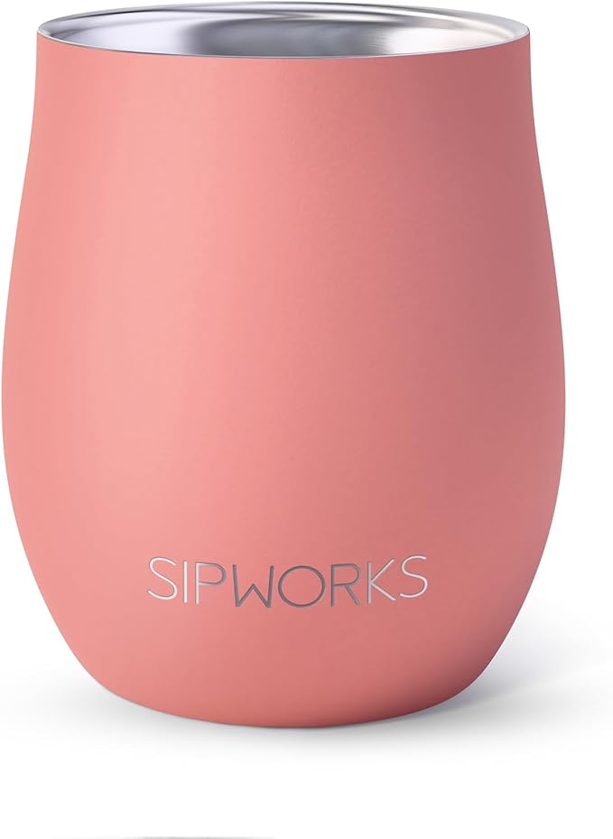 Sipworks Insulated Whiskey Tumbler - 8 oz Stainless Steel Bourbon Lowball Tumbler with Double Walled Vacuum Insulation - Spill Resistant Cocktail Nosing Glass Mug | Travel & Parties - Salmon