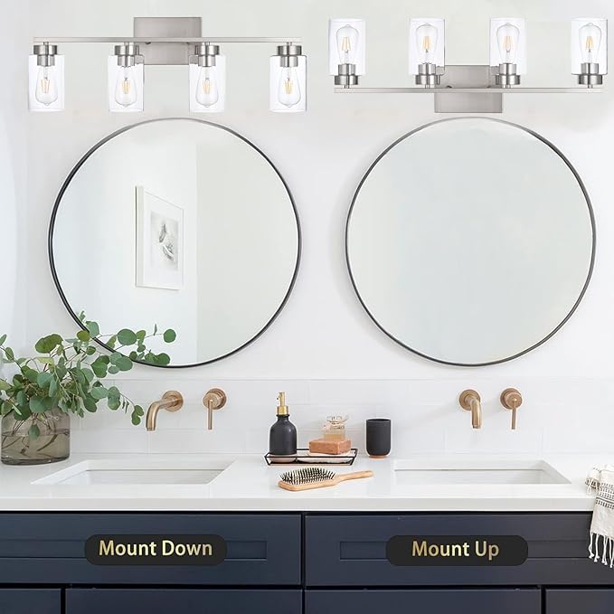 4 Light Bathroom Vanity Light Fixtures, Brush Nickel Modern Wall Lights - Image 7