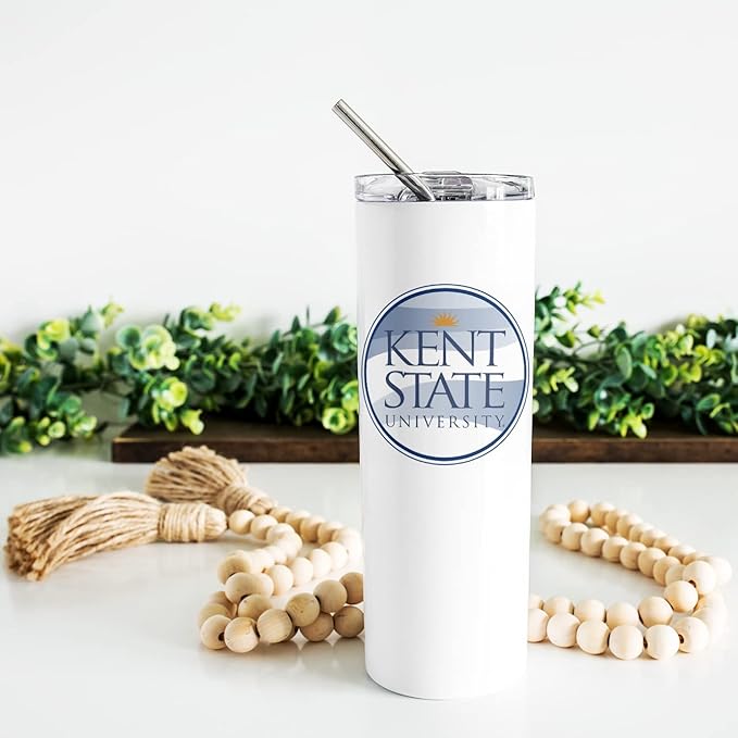 Kent State University Skinny Tumbler, Water Tumbler, Stainless Steel Tumbler, Tumbler Cup, Tumbler with Straw and Lid, Double Wall, Stainless Tumbler (Kent State University #1)