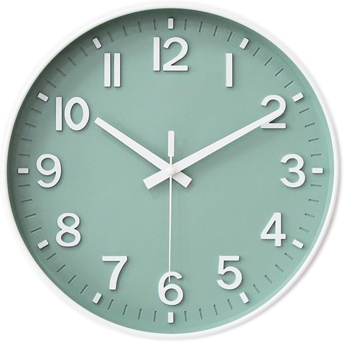 HZDHCLH Green Wall Clocks Battery Operated, 12 inch Silent Non Ticking Modern by HZDHCLH