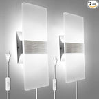 KICAAO Wall Sconces Set of Two, Modern Wall Sconce Plug in 10W 6000K Cool White by KICAAO
