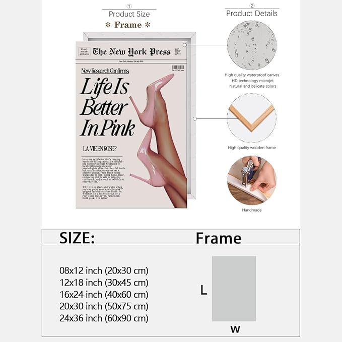 Trendy Baby Pink Poster 70s Canvas Prints The New York Press Wall Art Life Is - Image 2
