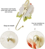 2 Pcs Pink Rose Decorative Wall Hooks, Fancy Resin Flower Towel & Key Hooks - Image 5