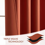 MIULEE Back Tab Burnt Orange Blackout Curtains 108 Inch Long 2 Panels Set - Image 7