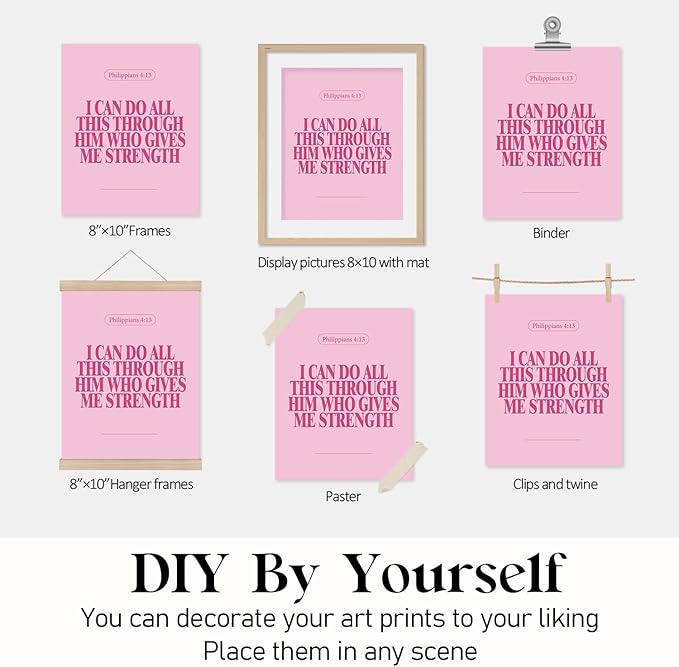 Locomiss Pink Christian Wall Art Decor Posters, Modern Bible Verse Prints - Image 6