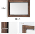 YOSHOOT Rustic Wooden Framed Wall Mirror, Natural Wood and Iron Bathroom Vanity - Image 3