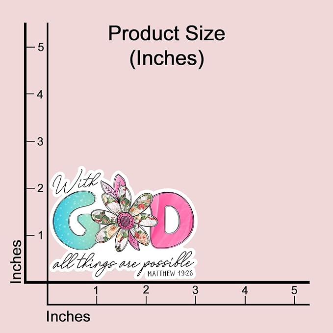 (3 pcs) with God All Things are Possible Stickers Jesus Bible Verse Matthew 19:26 Chrisian Vinyl Decal Sticker for Water Bottle Laptops Phone Case Car Kindles Hard Hat - 3x2.5