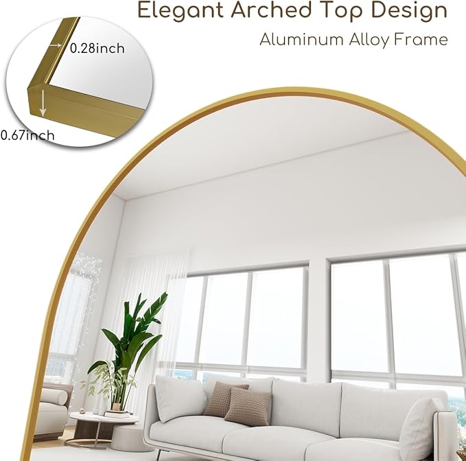 Dewfig Arched Full Length Mirror, Full Body Mirrors - Image 9