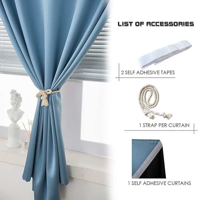 AJAZZ self Adhesive Portable 100% Blackout Curtains Simple and Easy to - Image 2