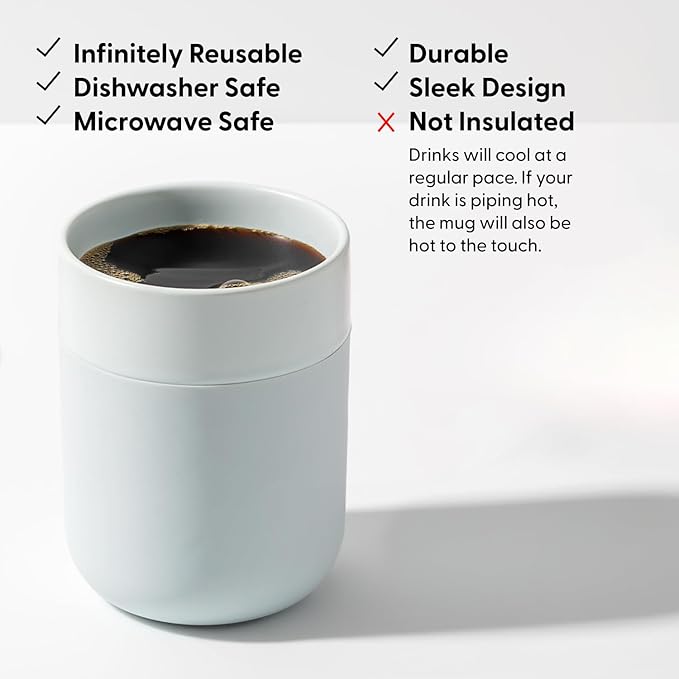 W&P Porter Ceramic Mug w/ Protective Silicone Sleeve, Terrazzo Blush 12 Ounces | On-the-Go | Reusable Cup for Coffee or Tea | Portable | Dishwasher Safe