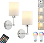 Battery Operated Wall Sconce Set of Two, Wireless Rechargeable Wall Light by KARTOOSH