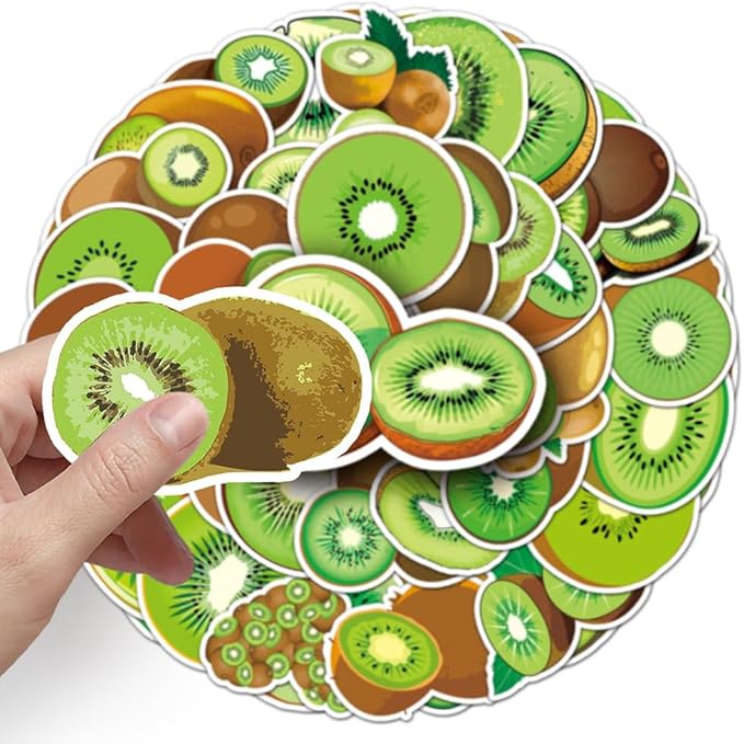 Kiwifruit Stickers for Teens Boys Girls Kids|50 Pcs|Cartoon Cute Vinly Waterproof Stickers for Laptop Tablet Flasks Scrapbook Bottles Phone Luggage Notebook,Fruits Decal Pack(Kiwifruit-50Pcs)