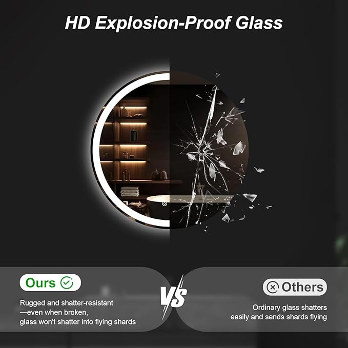 Sweetcrispy 24 Inch Round LED Bathroom Mirror - Image 3