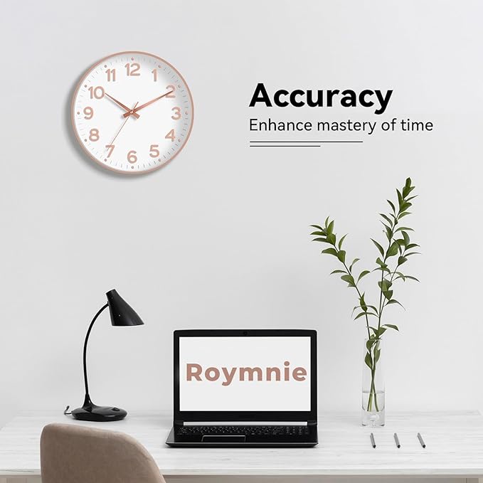 Roymnie Wall Clock, Silent Wall Clocks Battery Operated 8 Inch-Modern Non - Image 4