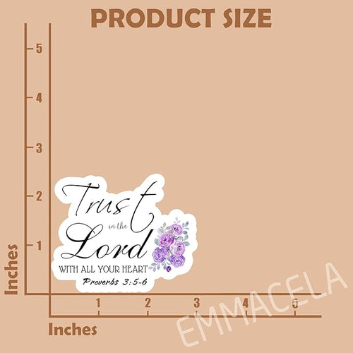 (3 Pack) Christian Stickers – Trust in The Lord with All Your Heart – Inspirational Bible Verse Waterproof Vinyl Decals for Tumblers, Laptops, Water Bottles, Scrapbooks – 3" x 2.5"