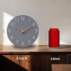 Mosewa Wall Clock 8 Inch Gray Battery Operated Silent Non Ticking Simple Modern - Image 4